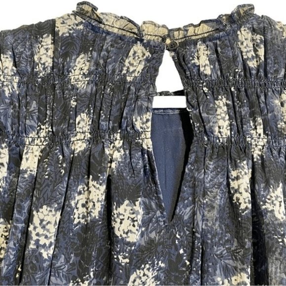 Joie Flowy Chiffon Trapezoid Baltic Print Navy Sleeveless Mini Dress Size XXL - Picture 10 of 11